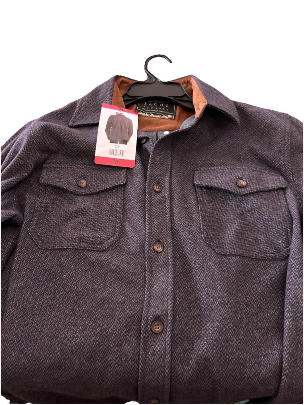 Jachs New York Men's Medium Button-Up Shirt Jacket Navy Herringbone